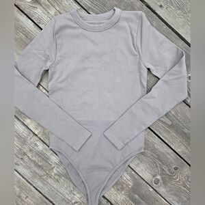 Qinsen Women's Gray Long Sleeve Smoothing Bodysuit